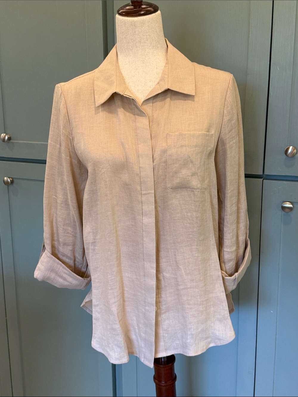 LINEN Cream Button-Front Shirt